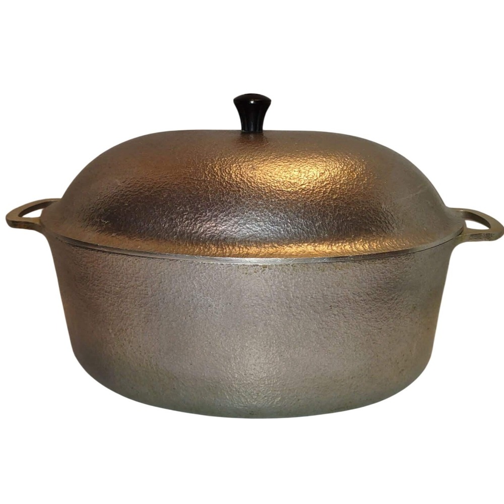 Vintage Club Aluminum Hammercraft Oval Dutch Oven Roaster with Lid Silver 6qt